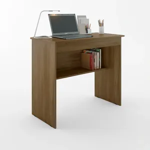 Escrivaninha Home Office Leve E Compacta Com 1 Gaveta E Prateleira Para Organização Cor Canela