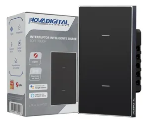 Interruptor Inteligente Zigbee Linha Quartzo Novadigital 10 A 2 Botões Preto Qz-2b