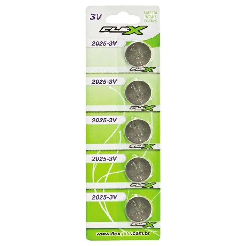 Pilha De Lithium Flex Cr2032 Pack Com 5 Unidades