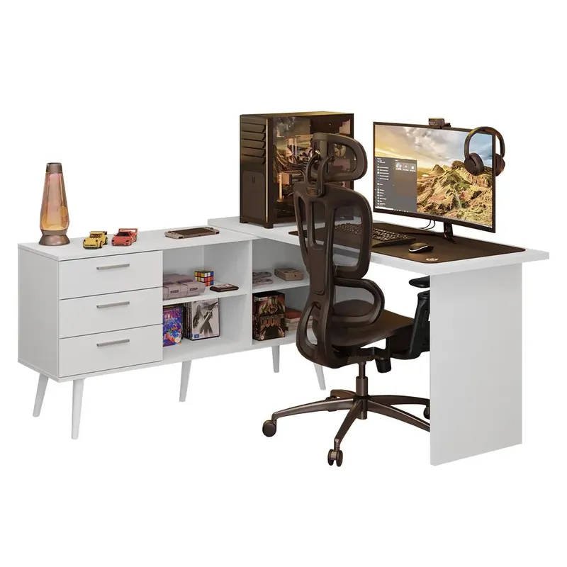 Escrivaninha Mesa Para Computador Gamer Madesa, Branco - 9424