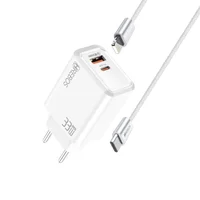 Carregador Fluxion C. De 33w Com Entrada Usb E Tipo C Compat. Com Cabo Type-c X Lightning Cor Preto
