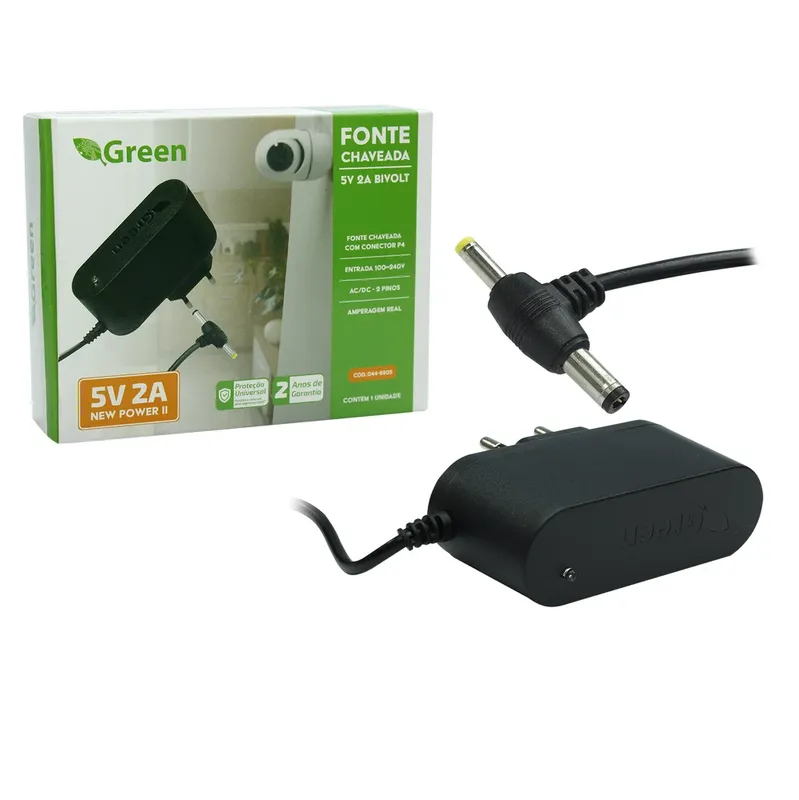 Fonte De Alimentação Bivolt Automática 5v 2a Plug P4 Duplo