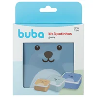 Conjunto De 3 Potinhos Plástico Gumy Azul 12108 - Buba