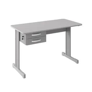 Mesa De Escritório Cinza Escrivaninha Com 2 Gavetas Boston