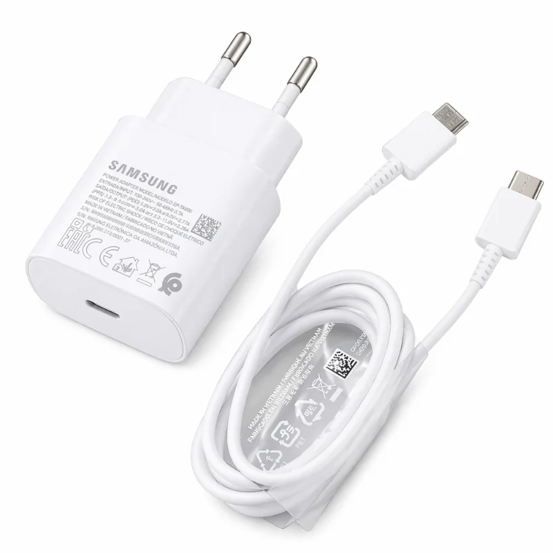 Carregador Samsung 25w Tipo C | Super Rápido Fast Charge Usb-c Para Galaxy Cor:branco