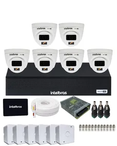 Kit Cftv Intelbras 6 Câmeras 3220d Full Color Com Áudio Dvr 1108-c Mhdx SSD Intelbras 512gb Incluso.