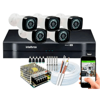 Kit 5 Camera De Segurança Infrav Dvr Intelbras 8ch Full Hd