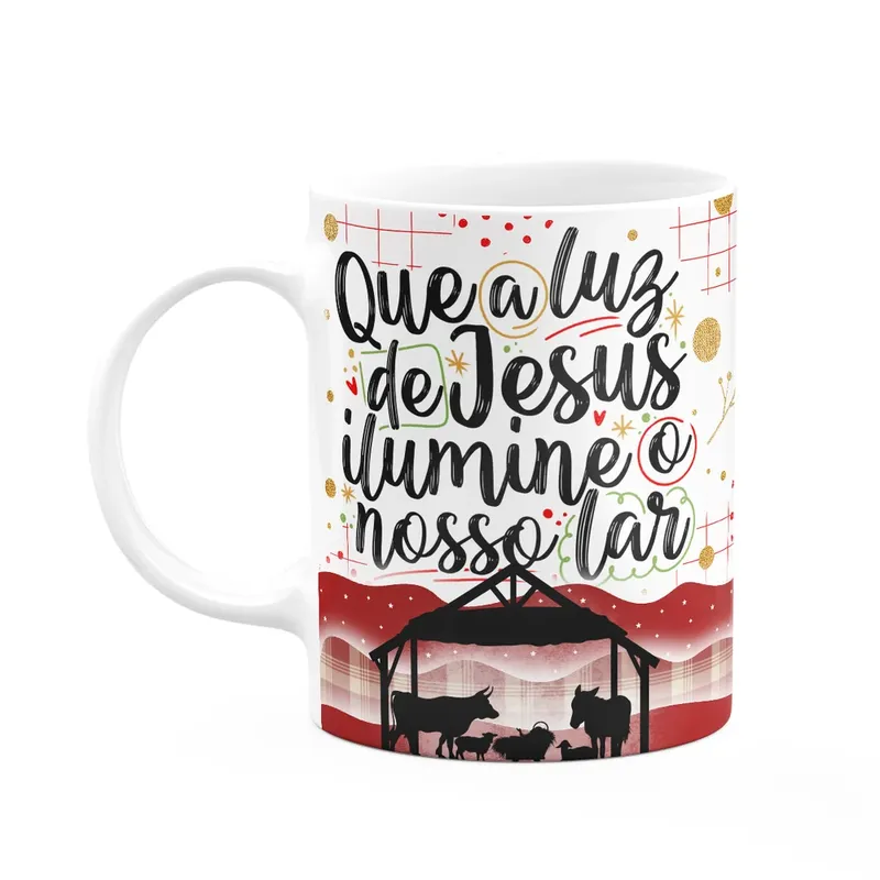 Caneca Natal Abençoado - Que A Luz Ilumine Nosso Lar - M2