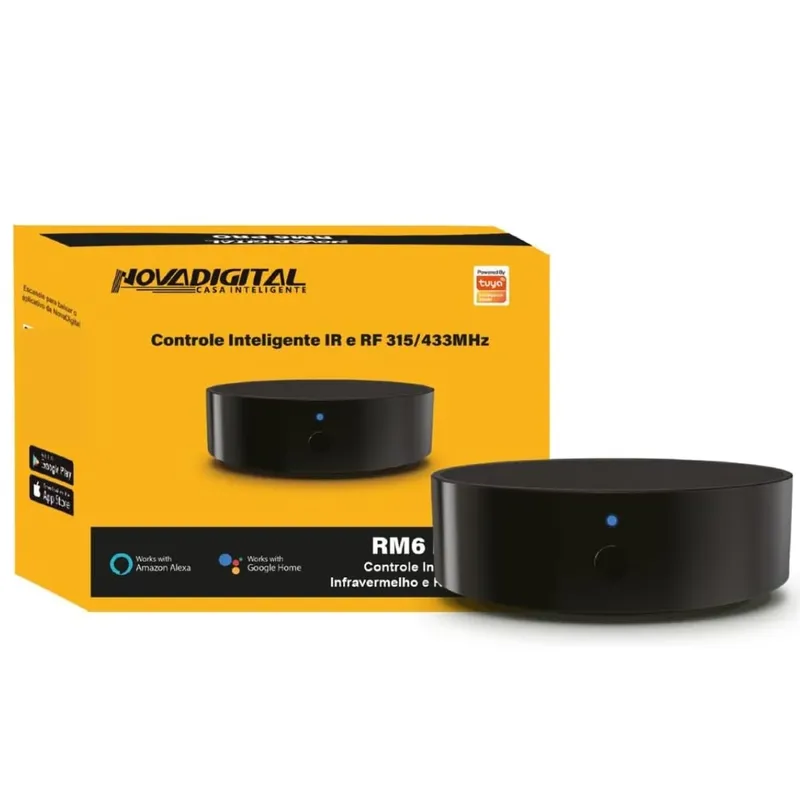 Controle Infravermelho IR e RF 315/433MHz Wifi Compatível Alexa Google Assistent Novadigital RM6PRO