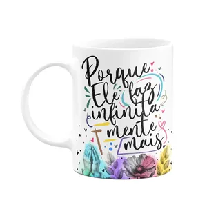 Caneca Amor E Fé - Porque Ele Faz Infinitamente Mais