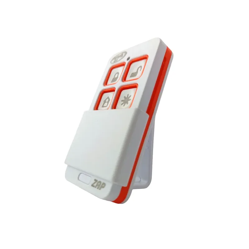 Controle Remoto 433,92 Mhz Tx Zap 4 Teclas Alarmes Portão Automático - Branco C/ Laranja.