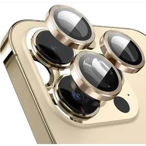 Película Lente Câmera Compatível Com Iphone 16 Pro Max Tela 6.9 Lisa Proteção Dourado