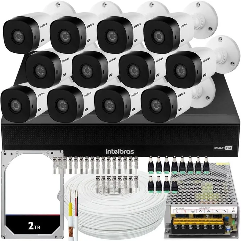 Kit Intelbras, 12 Câmeras VHL 1220 FULL HD + DVR 1016-c, 16 Canais, HD 2TB