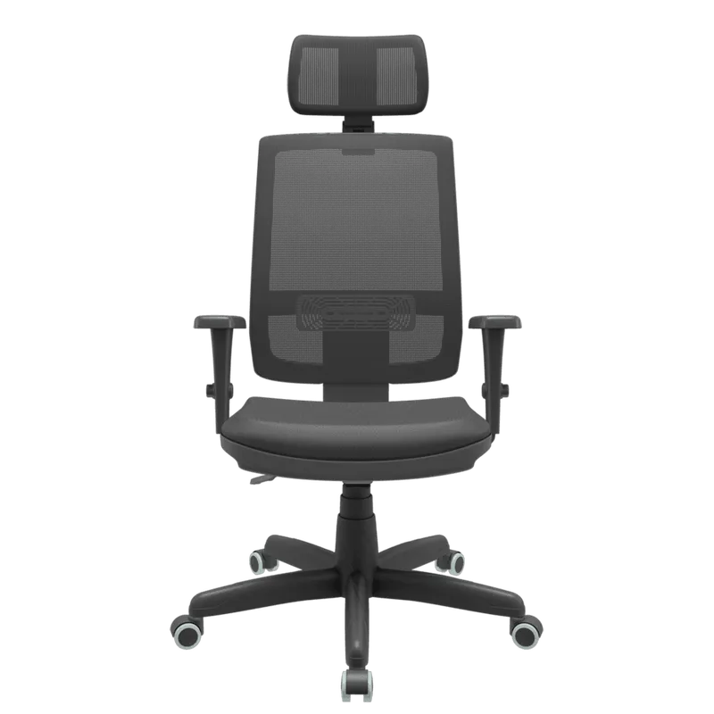 Cadeira Presidente Plaxmetal Backsystem, Preta, Com Braço 3D, Cilindro de gás