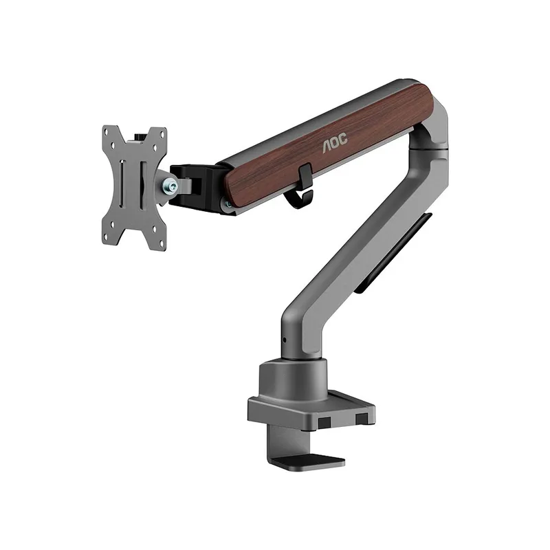 Suporte de Mesa para Monitor de 17" a 32" AOC AM200, Ajustes com Mola Mecânica, Cinza e Madeira - AM200H3
