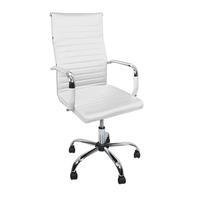 Cadeira Office Presidente, Boston Eames Alta, até 120 kg, Base 360, Ajuste Altura, Braços removíveis, Branca