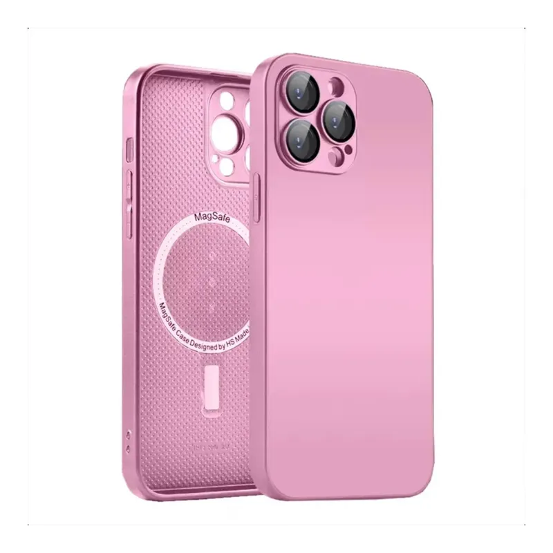 Capa Capinha Case Brilho Luxo Glitter Premium Magsafe Magnética Com Suporte Bracket Para Iphone 14 Pro Max - Rosa