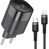 Carregador Premium Hrebos Crg-223i Usb-c/lightning 33w - Preto