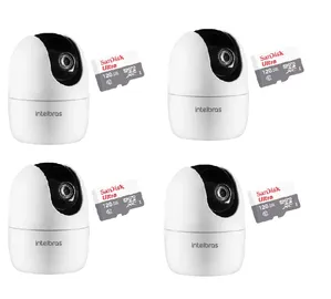 Kit 2 Câmera Ip 360 Full Hd Im4 Mibo Intelbras + Sd 128GB Ultra