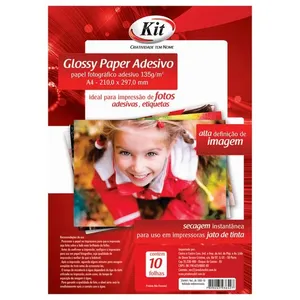 Glossy Paper Adesivo A4 135g 50 Folhas - Kit