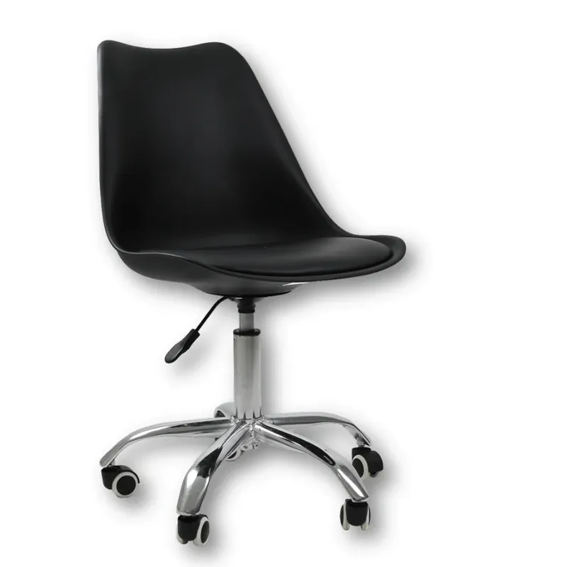 Cadeira Office Preto Com Rodizio Giratória Saarinen