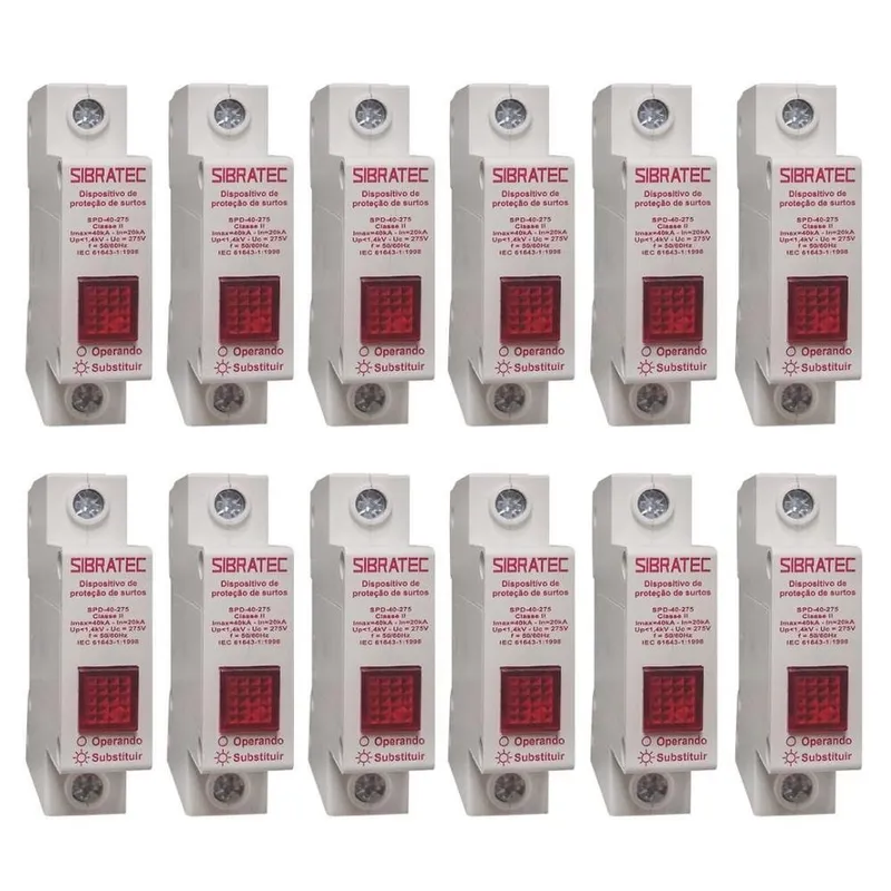 Kit Dps Protetor De Surto MonoPolegadasar | 20-40ka 275v | Classe Ii 12 Pçs