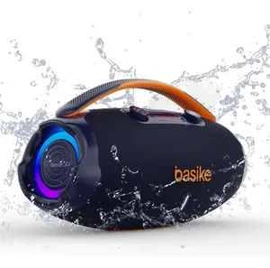 Basike Caixa Som 80w Caixa De Som Potente Alta Hifi, Ajuste Graves / Agudos Botão, Bluetooth 5.3 Luzes RGB, Com Bass Boost /tws/função De Rádio, Bater