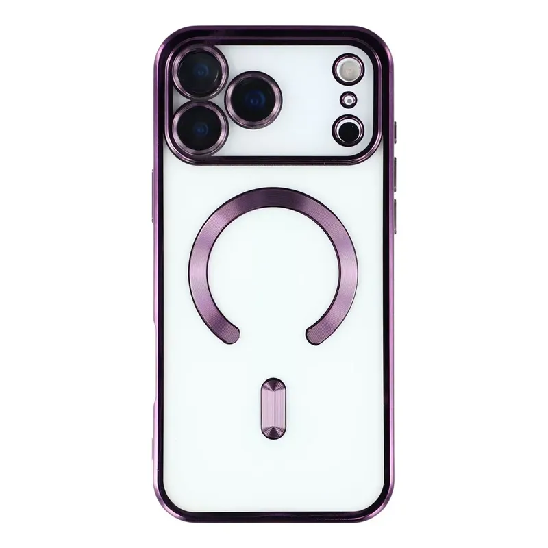 Capa Magnética Compatível com Magsafe para o iPhone 17 Pro Max - Proteção Completa nas Lentes das Câmeras e Carregamento por Aproximação Cor: Vinho