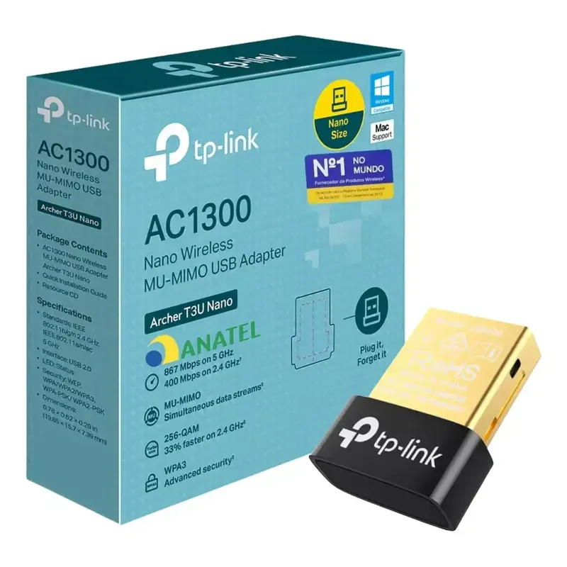 Adaptador Wifi Tp-link T3u Nano Ac1300 2.4/5ghz Dual Band
