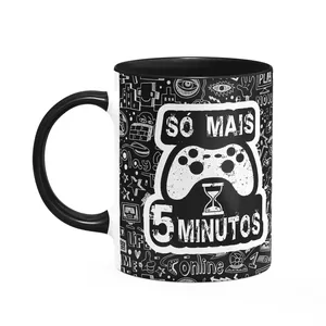 Caneca Gamer,Só Mais 5 Minutos, Branca