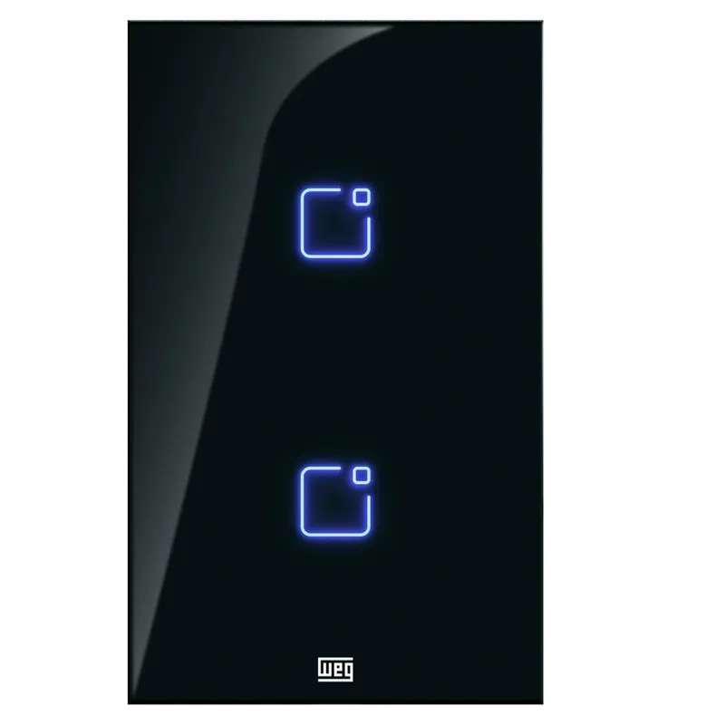Interruptor WEG Touch Wi-Fi + RF, Com Placa 4x2 Whome 2, Preto