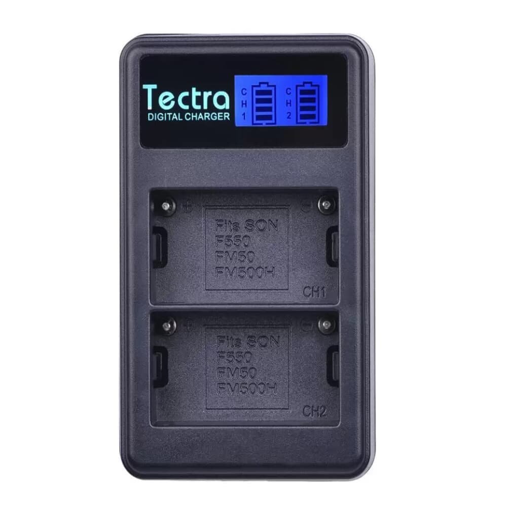 Carregador De Bateria Tectra Para Np-f550 Duplo