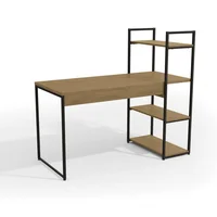 Mesa Com 3 Prateleiras Kappesberg Industrial Cor Freijo/preto Fosco