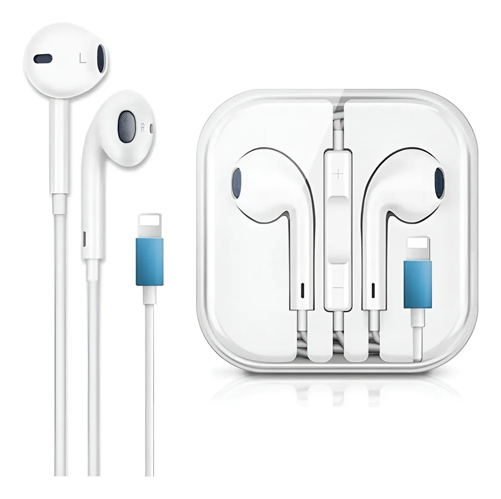 Fone Ouvido Com Fio Compatível Com Iphone 7 8 Xr 11 12 13 14 Branco
