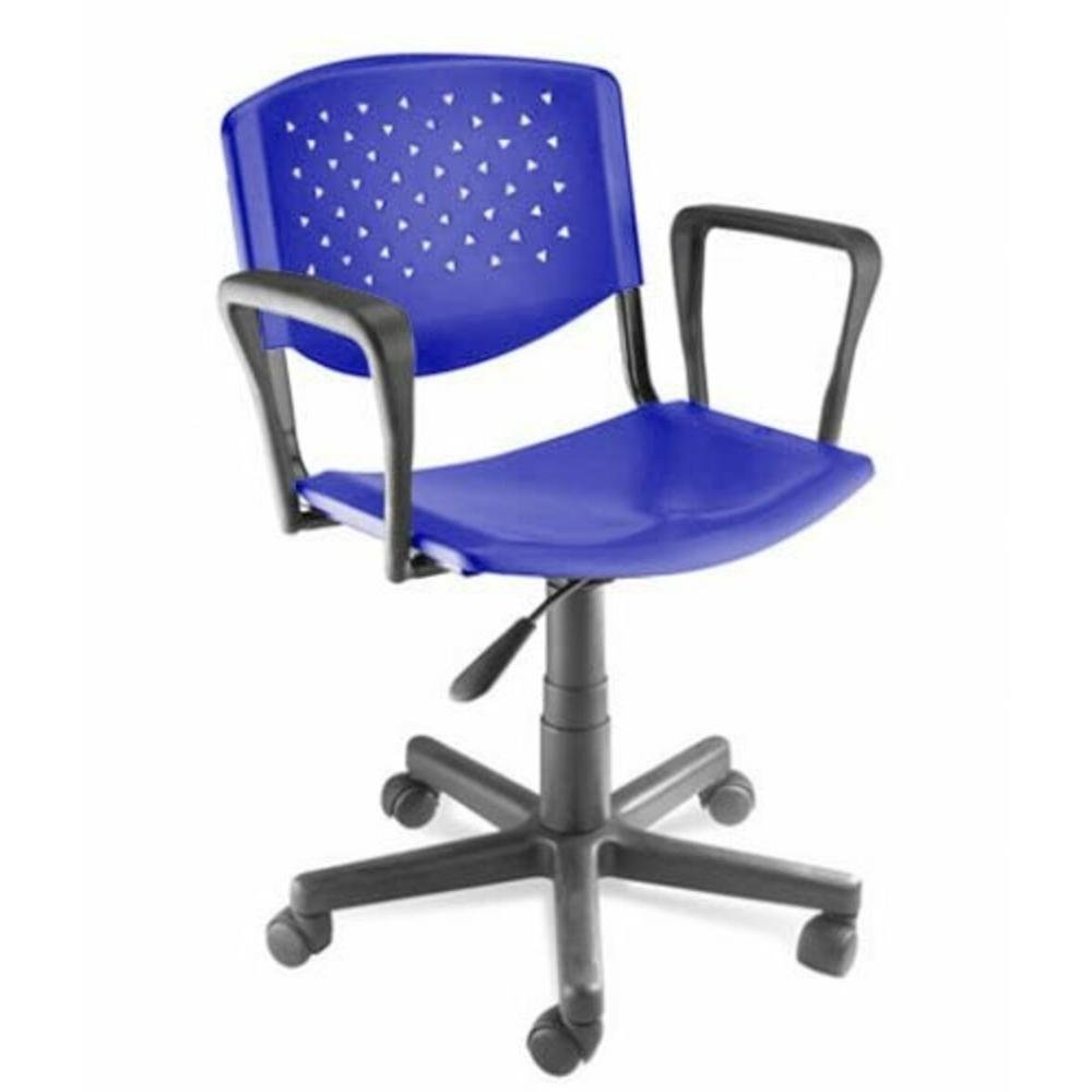 Cadeira Design Office Giratória, Linha Polipropileno Atenas, Com Braços, Azul