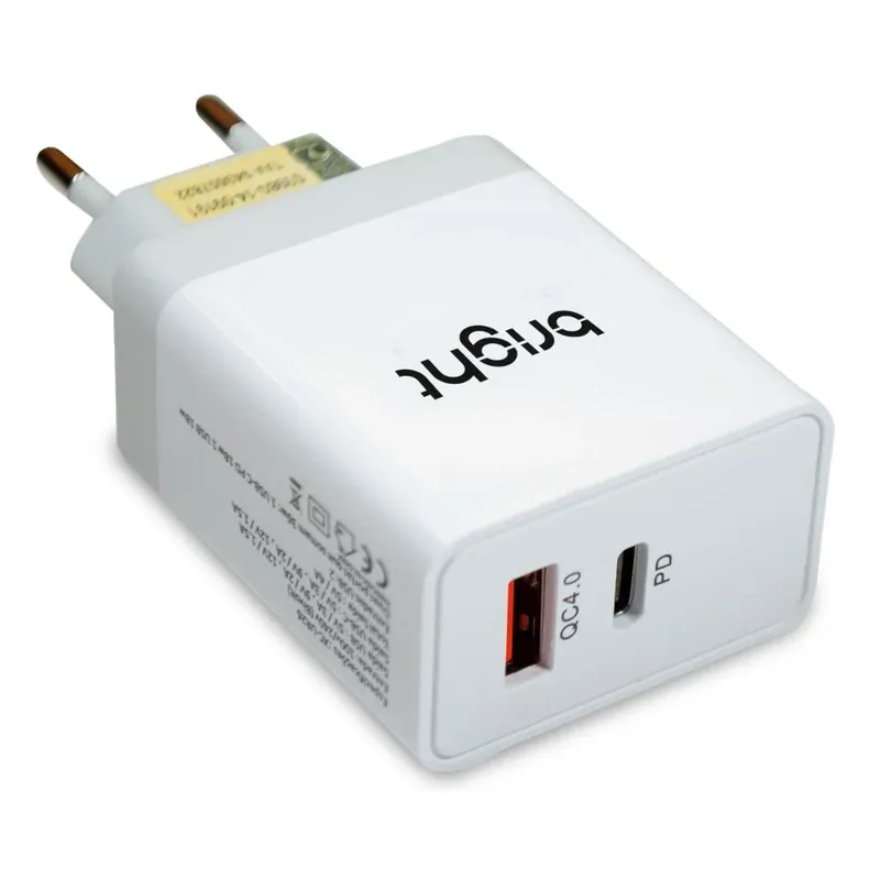 Carregador Bright Duplo USB 2.0 Universal Turbo E USB-C 4.0a 36w