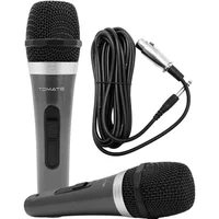 Kit 2 Microfones Profissional Dinâmicos com Fio XLR, Transmissões ao Vivo Karaokê Podcasts Estúdio