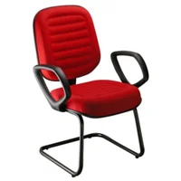 Cadeira Office Design Office Móveis Diretor, até 120 kg, Com Braços, Linha Blenda, Base Fixa Em S, Vermelho