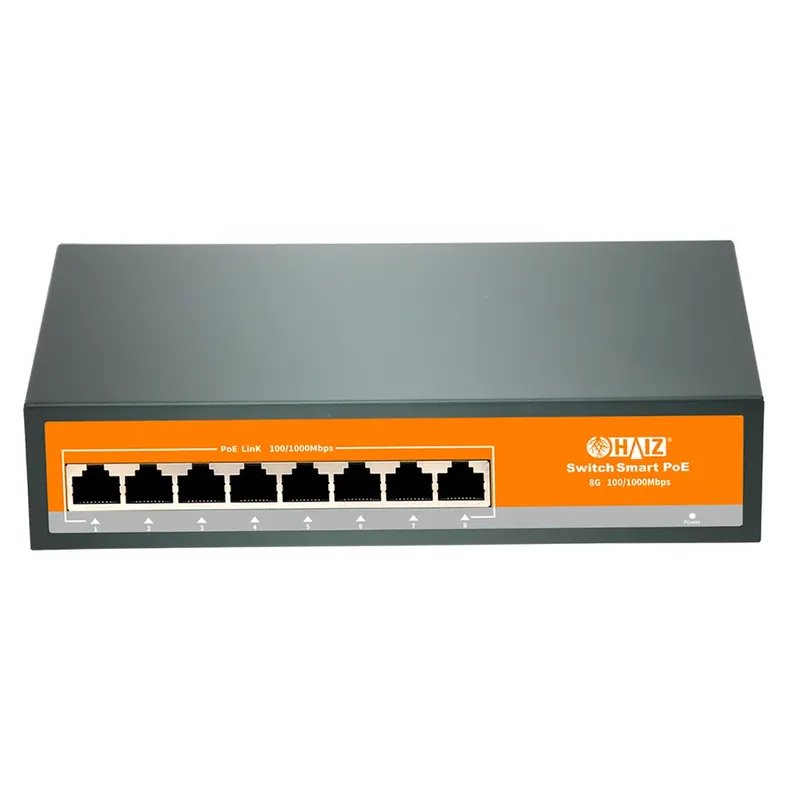 Switch Poe 10/100/1000 Haiz, 08 Portas Gigabit + 02 Uplink - Hz-1008gbpoe