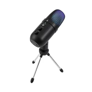 Microfone Gamer De Mesa Rise Mode Elite 01 RGB P3/usb-c Preto - Rm-me-01-b.