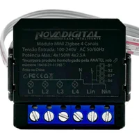 Módulo Zigbee Mini Inteligente 4 Canais Preto Novadigital Ms-107zb