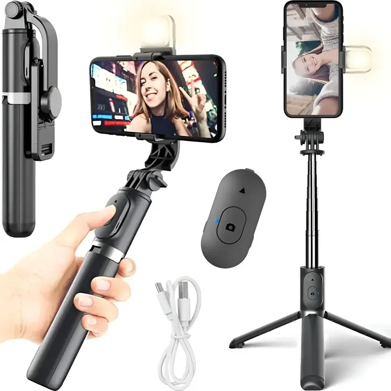 Bastão Pau De Selfie Celular Com Controles Remotos E Luz LED