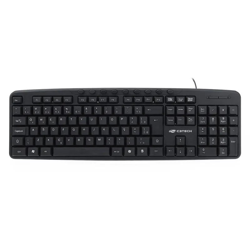 Teclado C3Tech Multimídia, com Fio, ABNT2, USB, Preto - KB-M40BK
