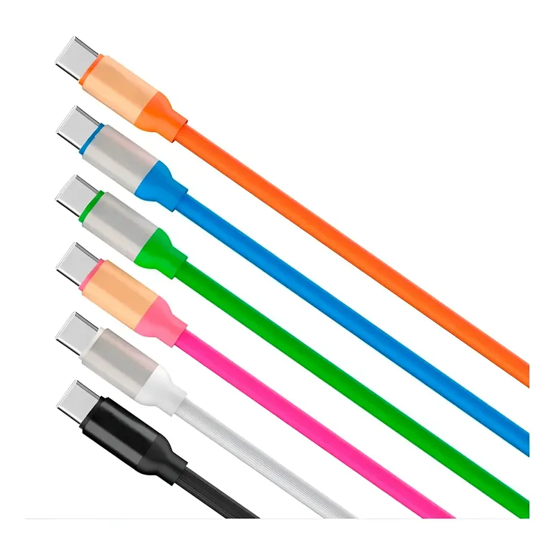 Cabo Carregador Usb C Colorido Silicone Telefone Carregamento Cor:branco