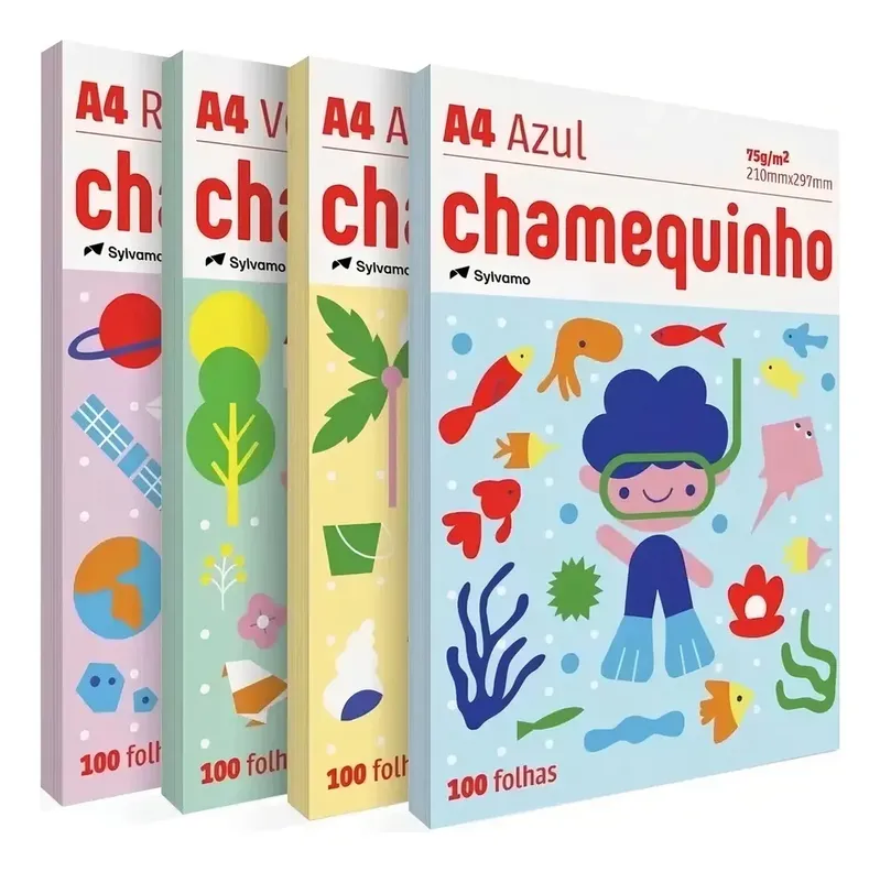 Kit Papel Sulfite Chamequinho A4 75g Branco Com 3 Pacotes