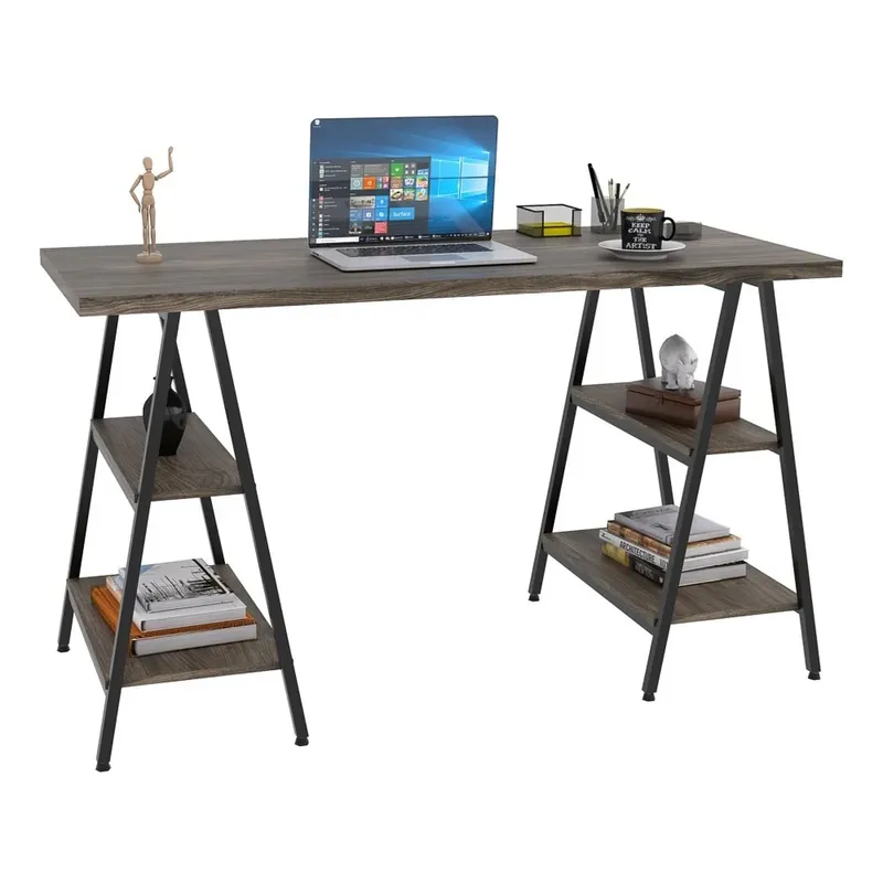 Mesa Escrivaninha Cavalete 135cm Estilo Industrial Prisma C08 Carvalho/preto - Mpozenato