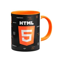 Caneca, Dev, HTML, Cerâmica, 325ml, Dark B-Orange