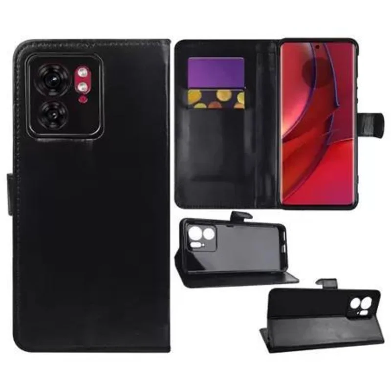 Capa Carteira Preta Estojo Flip Para Moto Edge 40 5g Xt2303