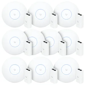 10 U6 Pro Ubiquiti Com 10 Fontes 48v 15w | 10 Roteadores Wifi 6 Access Point 5gbps + 10 Injetores Poe