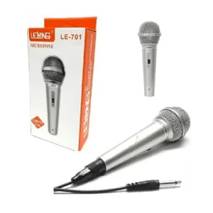 Microfone Com Fio Cabo P10 Profissional Dinâmico 701 Prata